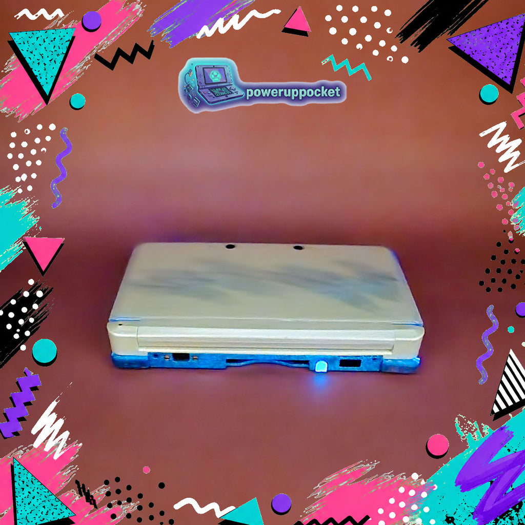 Custom 3DS Console 90s Jazz Cup Theme | Purple Shimmer Shell | Teal Purple Glow | Custom Glow-in-the-dark Screen Lens + Stylus