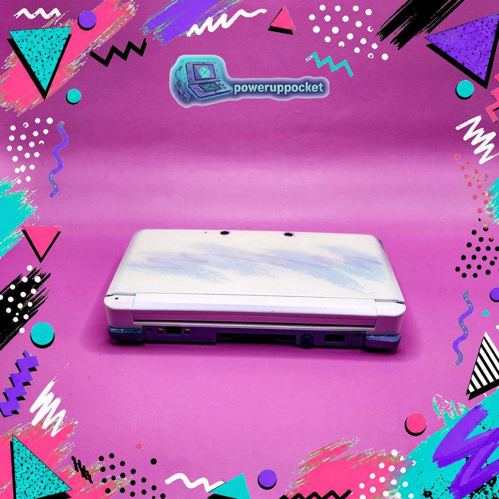Custom 3DS Console 90s Jazz Cup Theme | Purple Shimmer Shell | Teal Purple Glow | Custom Glow-in-the-dark Screen Lens + Stylus