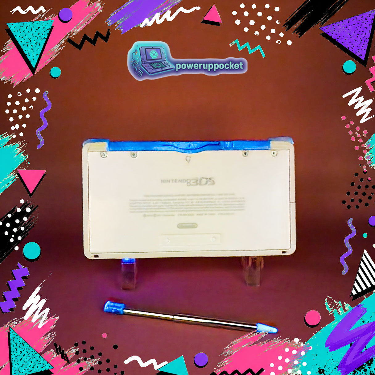 Custom 3DS Console 90s Jazz Cup Theme | Purple Shimmer Shell | Teal Purple Glow | Custom Glow-in-the-dark Screen Lens + Stylus