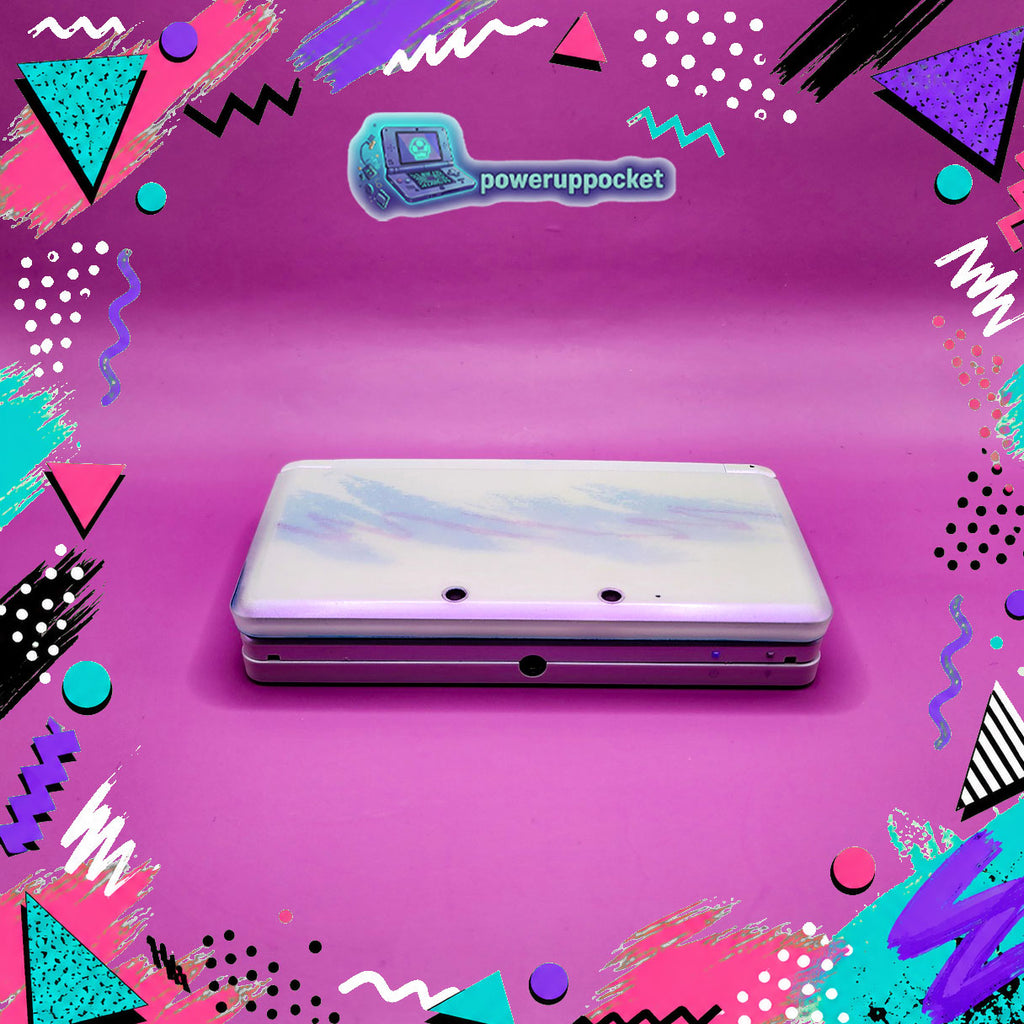 Custom 3DS Console 90s Jazz Cup Theme | Purple Shimmer Shell | Teal Purple Glow | Custom Glow-in-the-dark Screen Lens + Stylus