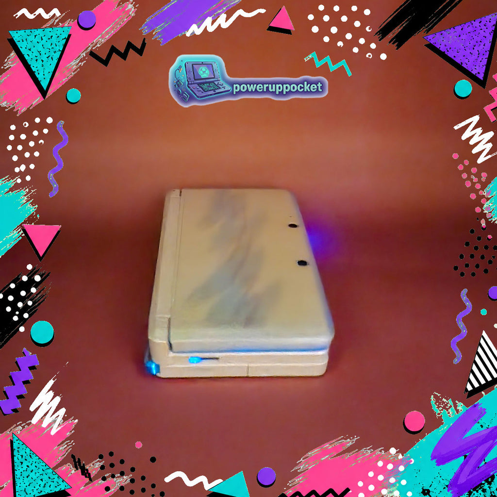 Custom 3DS Console 90s Jazz Cup Theme | Purple Shimmer Shell | Teal Purple Glow | Custom Glow-in-the-dark Screen Lens + Stylus