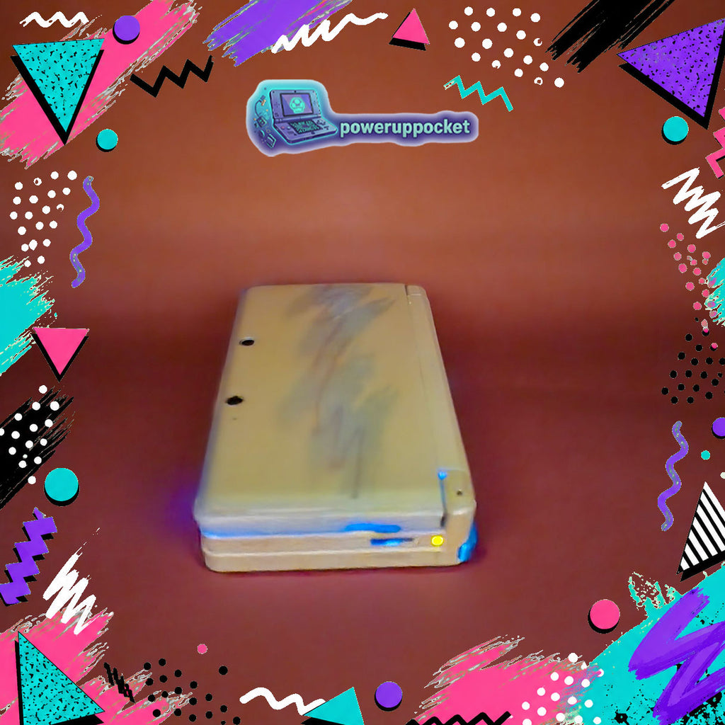 Custom 3DS Console 90s Jazz Cup Theme | Purple Shimmer Shell | Teal Purple Glow | Custom Glow-in-the-dark Screen Lens + Stylus