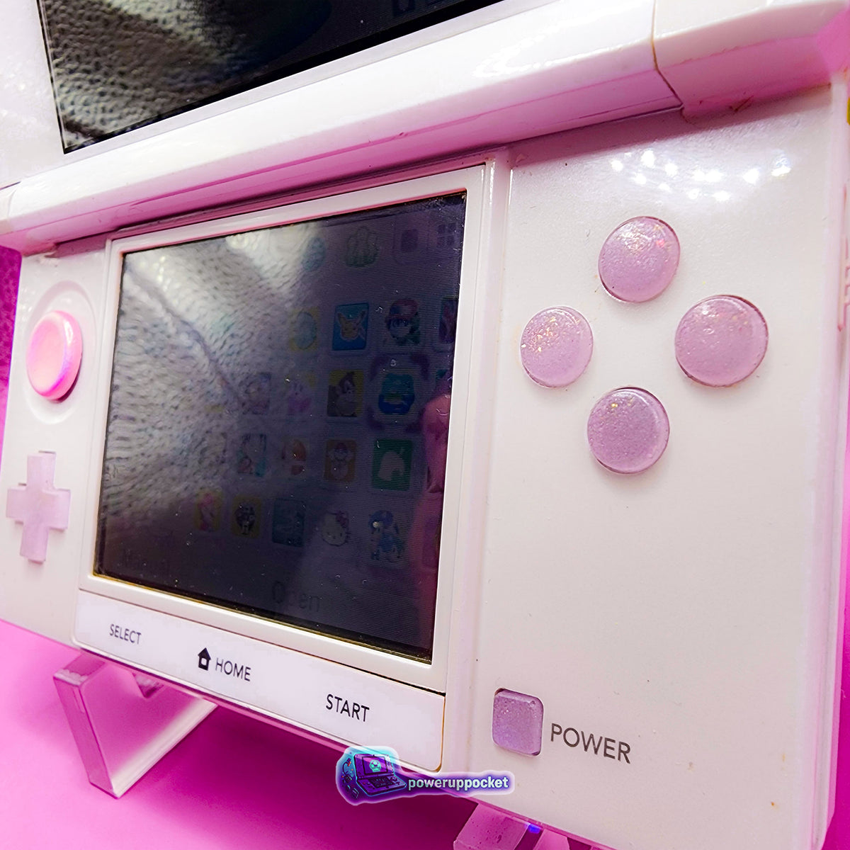 Hello Kitty Pearl Glow | Custom Nintendo 3DS White + Pink | Glass Lens