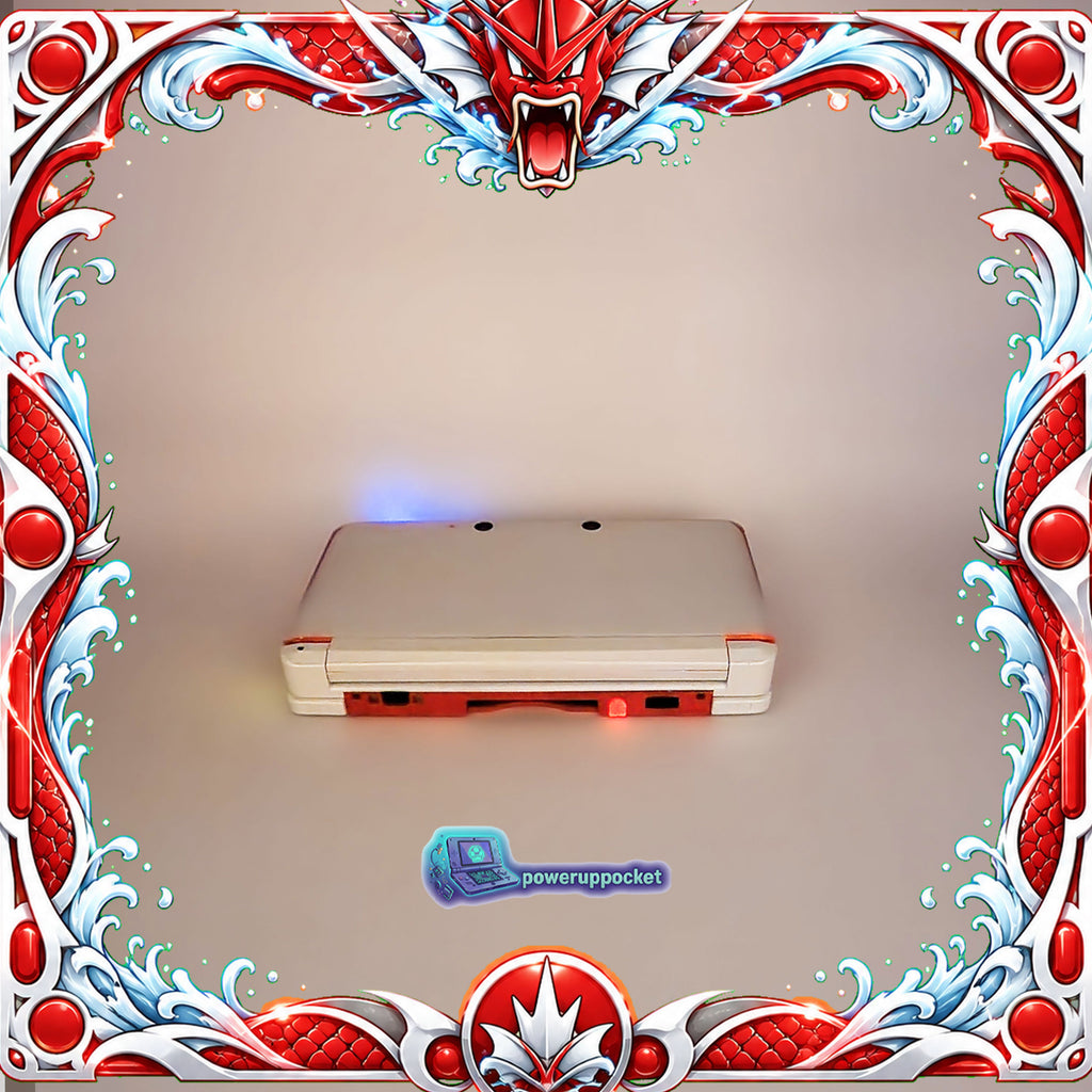 Custom Nintendo 3DS White + Red Glow | Glass Lens | 64GB SD | Charger + Custom Stylus