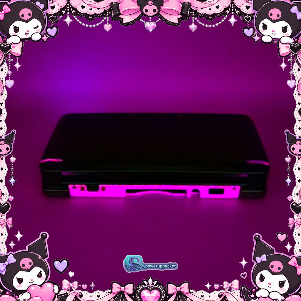Kuromi Midnight Shimmer | Custom Nintendo 3DS Black + Pink | Glass Lens