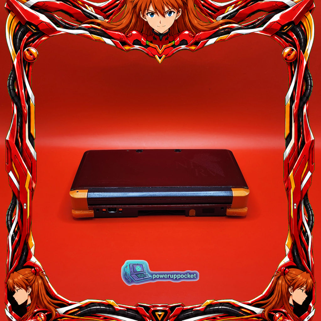 Custom Nintendo 3DS Asuka Evangelion Theme | Orange Glow | Custom Red Glass Lens | Charger + Stylus