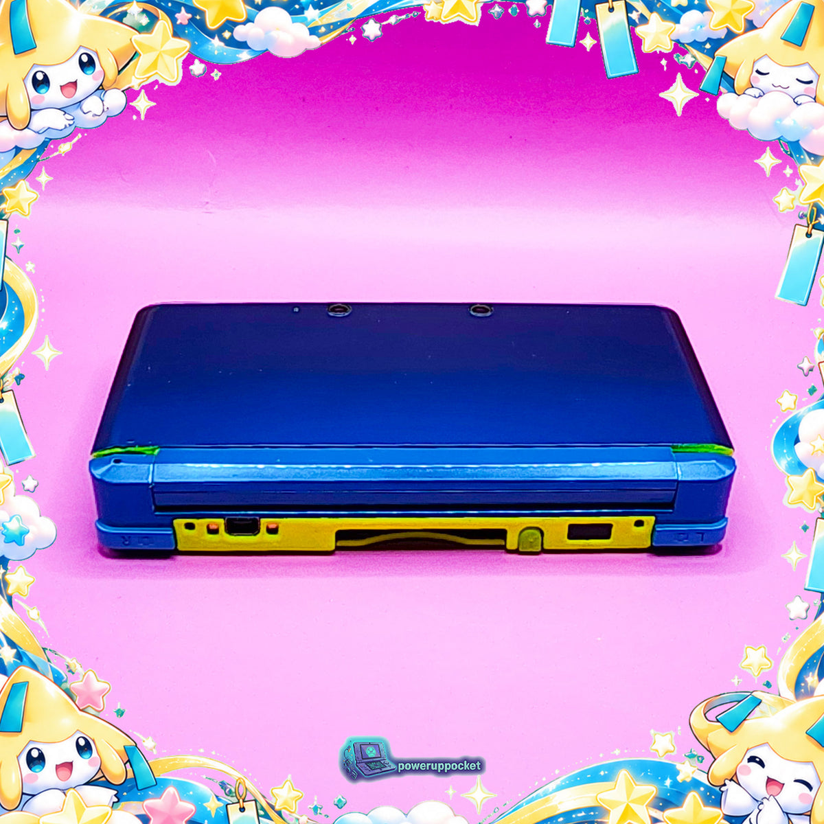 Jirachi Stardust | Custom Nintendo 3DS Aqua + Neon Yellow | Glass Lens