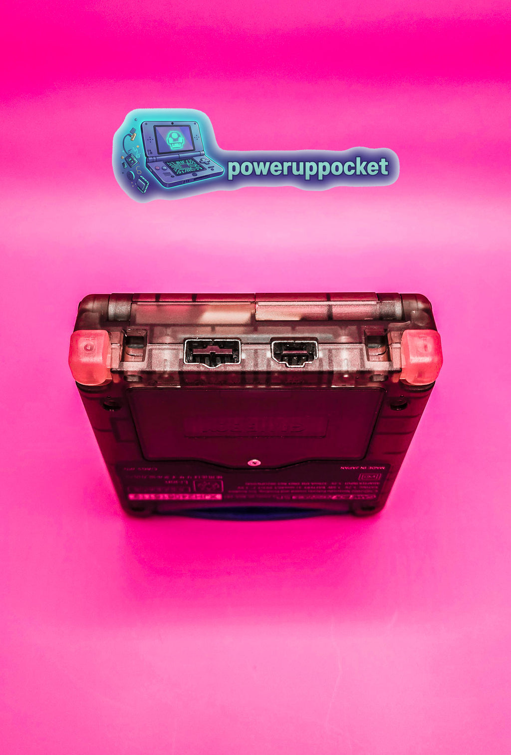 Custom Gameboy Advance SP | Transparent Black Shell | Pink LED Buttons | IPS Screen