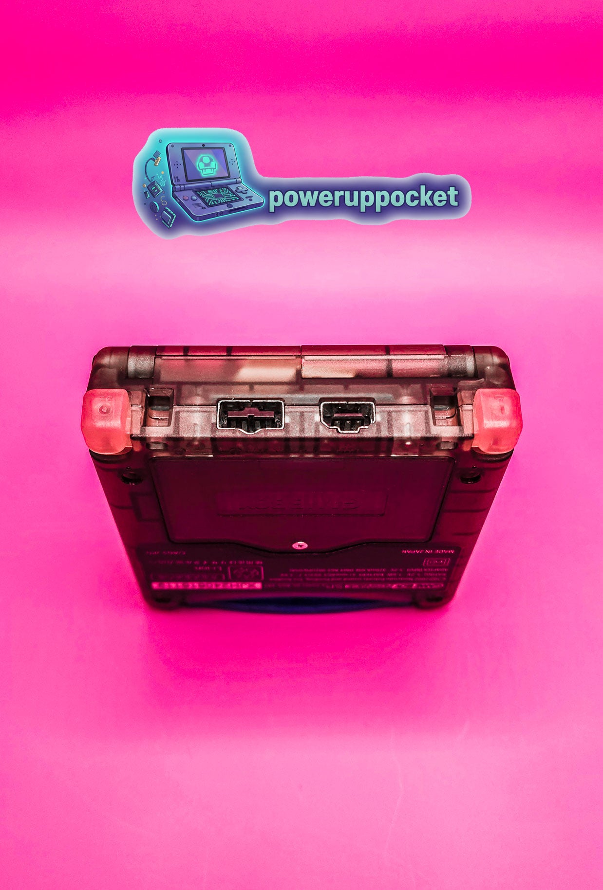 Custom Gameboy Advance SP | Transparent Black Shell | Pink LED Buttons | IPS Screen