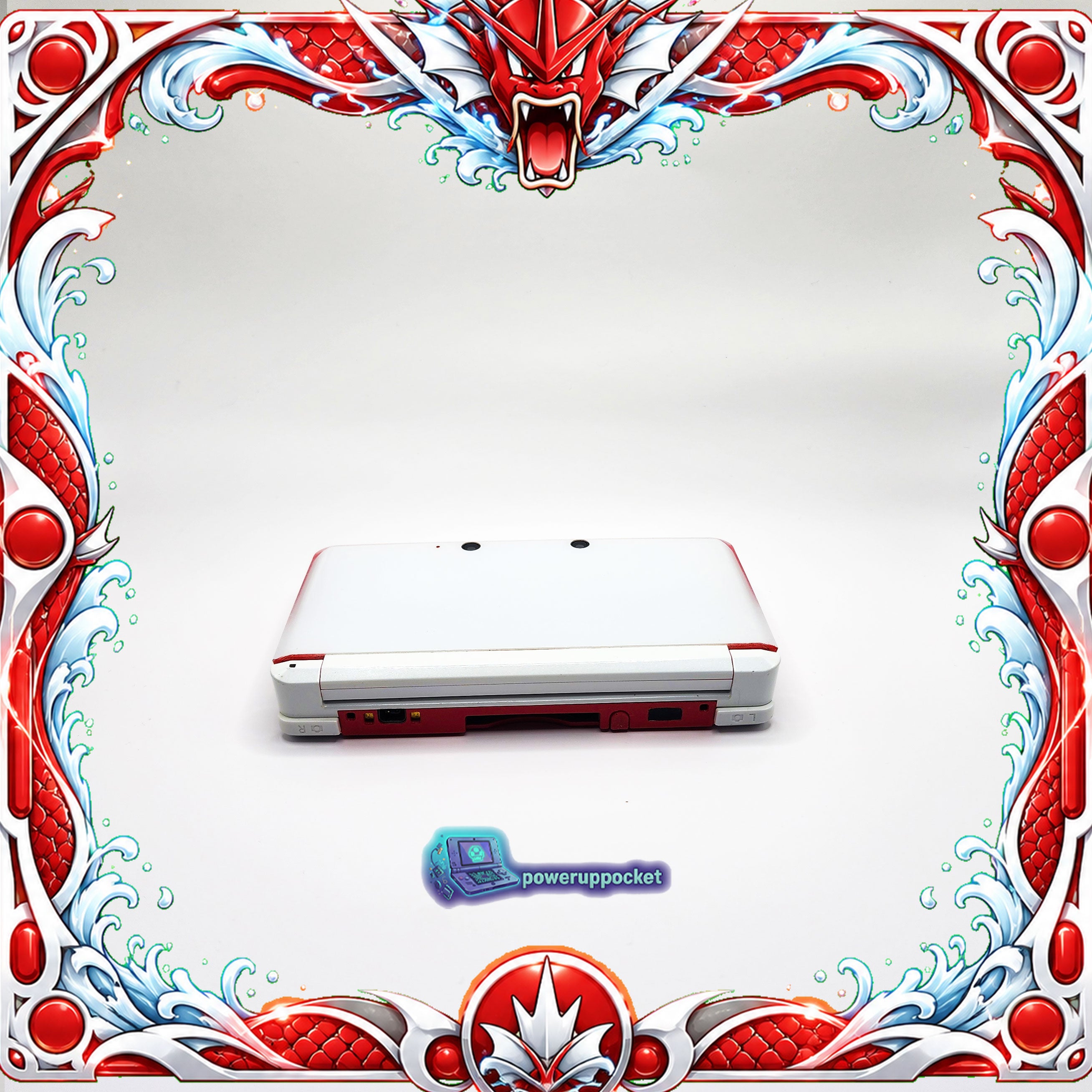 Custom Nintendo 3DS White + Red Glow | Glass Lens | 64GB SD | Charger + Custom Stylus