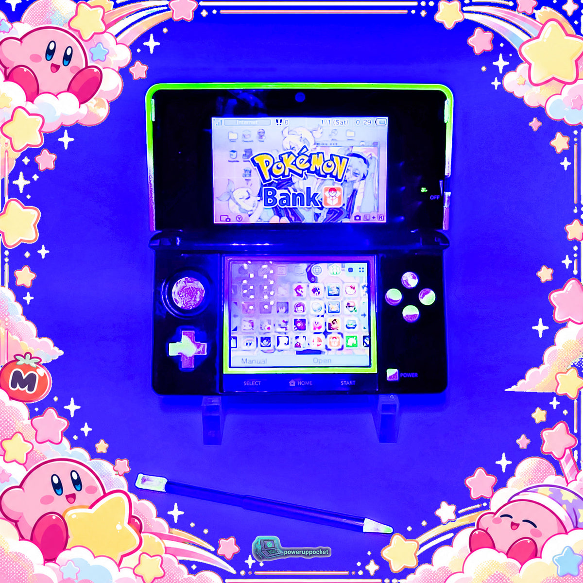 Kirby Star Glow | Custom Nintendo 3DS Black + Pink + Yellow