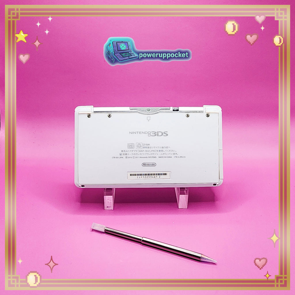 Custom Nintendo 3DS White + Pink Opal Glow | 64GB | Charger + Custom Stylus | Glass Lens