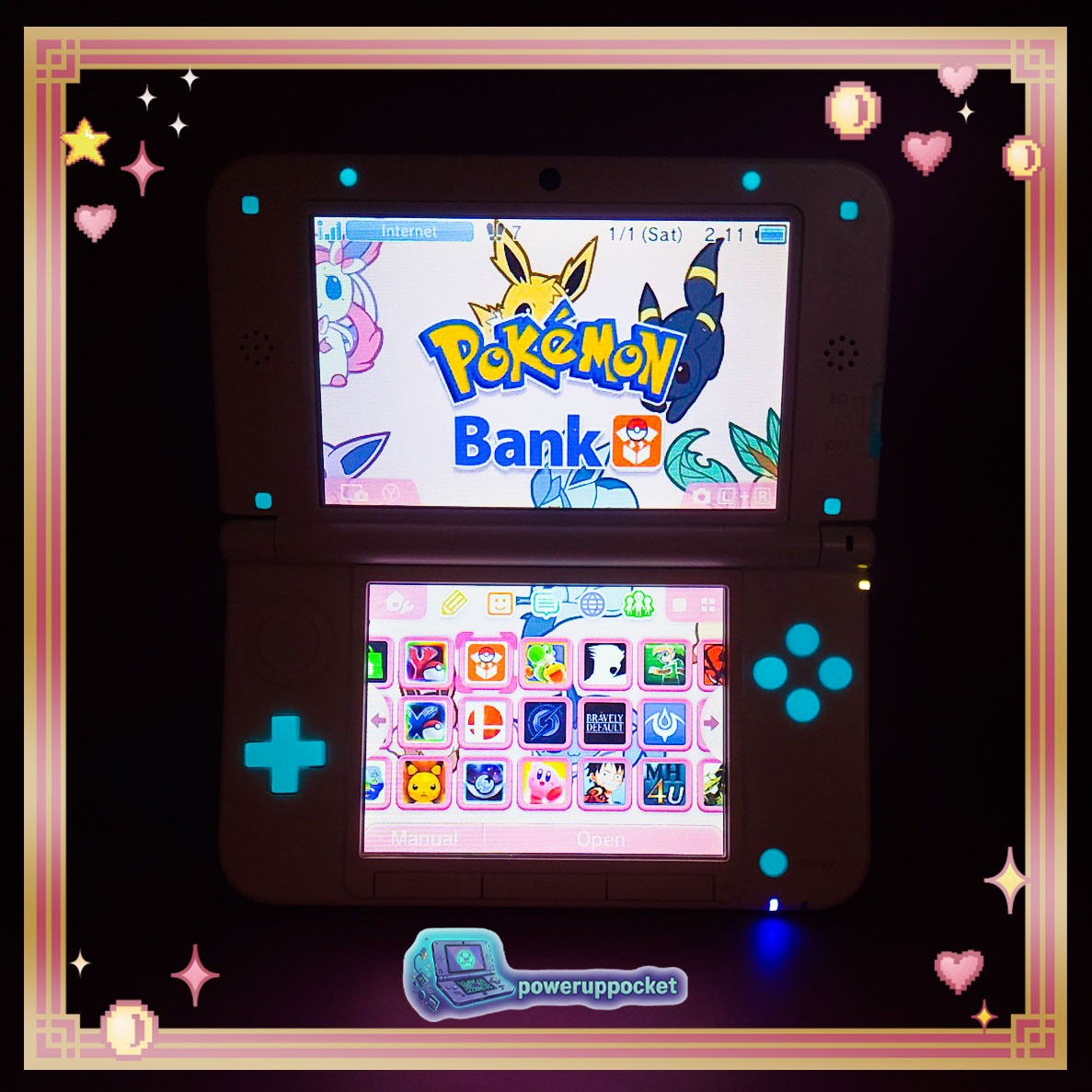 Custom Nintendo 3DS XL White Mint Glow