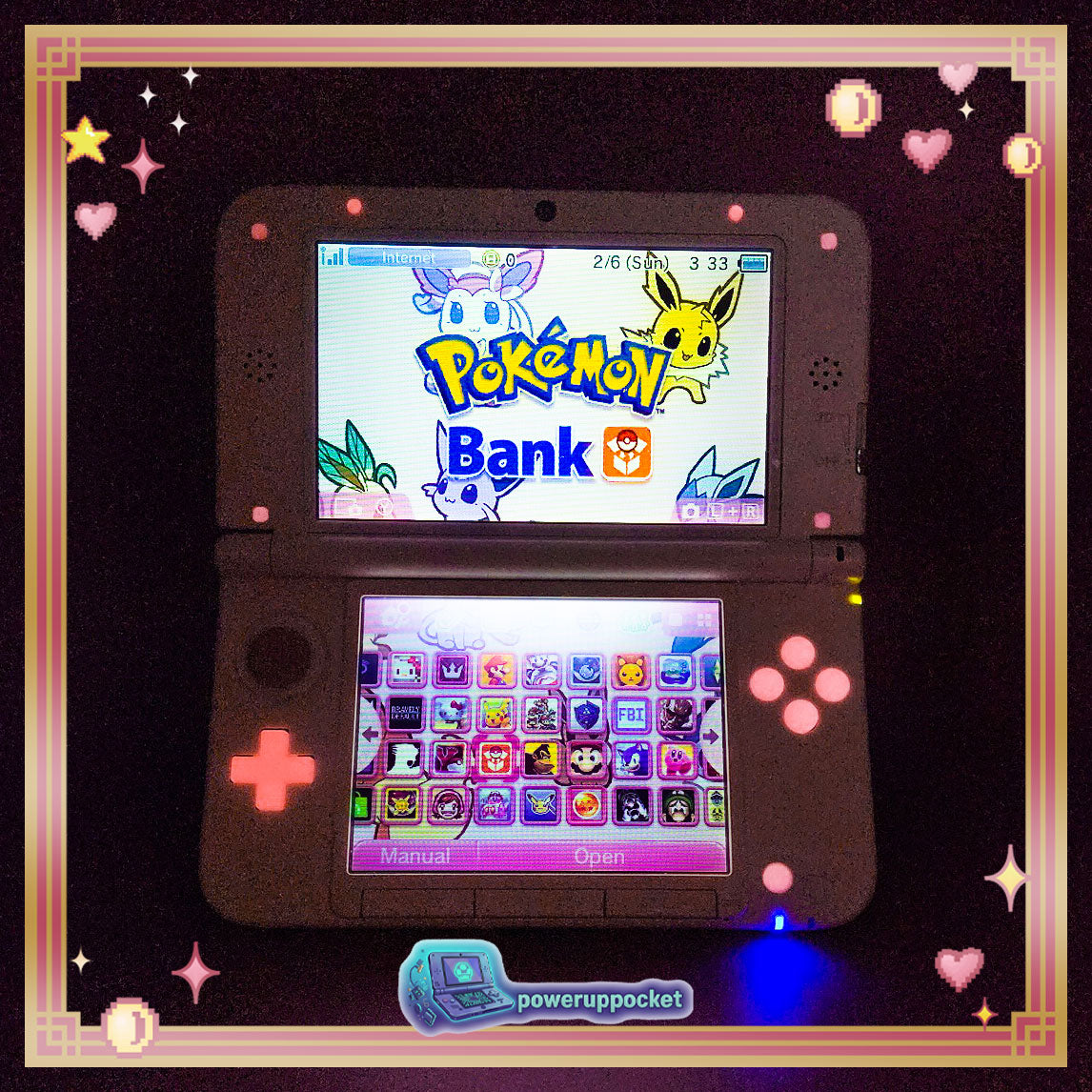 Custom Nintendo 3DS XL White Pink Glow