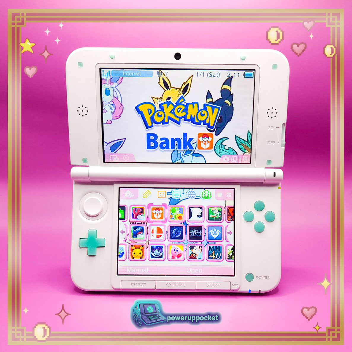 Custom Nintendo 3DS XL White Mint Glow