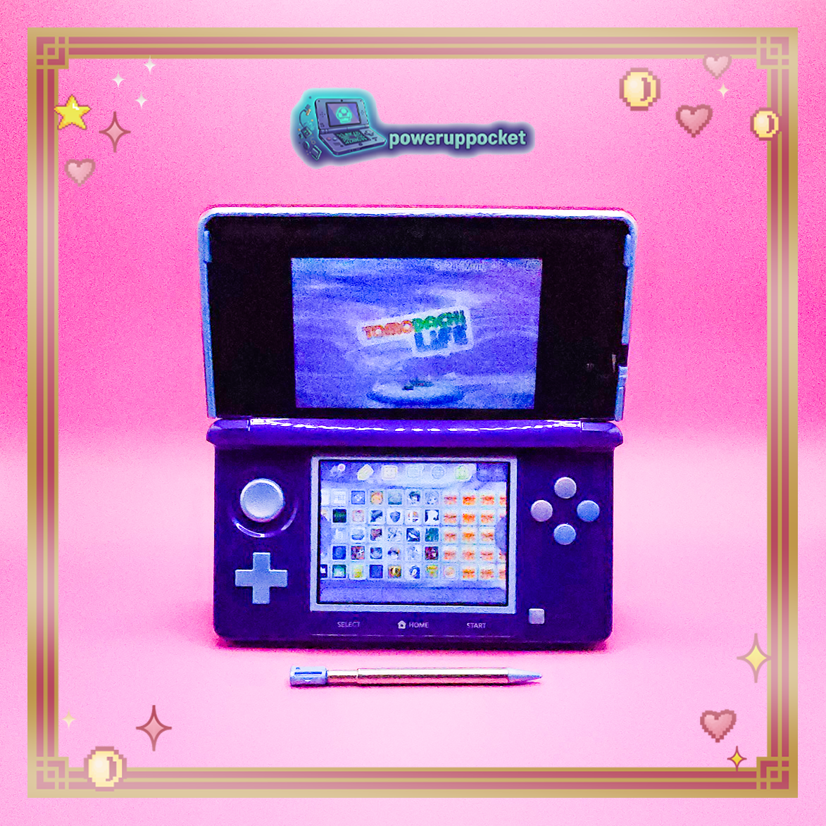 Custom Nintendo 3DS | Original Purple Shell | Blue Glow in the Dark Edition | Region Free