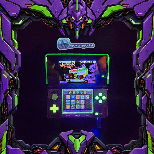 Custom Nintendo 3DS Evangelion EVA-01 Inspired | NERV Theme | Glow Buttons | Purple Black Gradient Top Shell | Custom Stylus