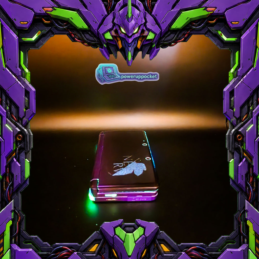 Custom Nintendo 3DS Evangelion EVA-01 Inspired | NERV Theme | Glow Buttons | Purple Black Gradient Top Shell | Custom Stylus