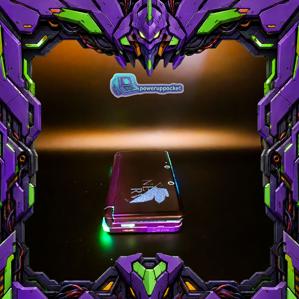 Custom Nintendo 3DS Evangelion EVA-01 Inspired | NERV Theme | Glow Buttons | Purple Black Gradient Top Shell | Custom Stylus