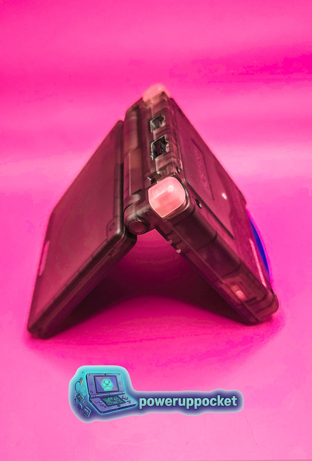 Custom Gameboy Advance SP | Transparent Black Shell | Pink LED Buttons | IPS Screen
