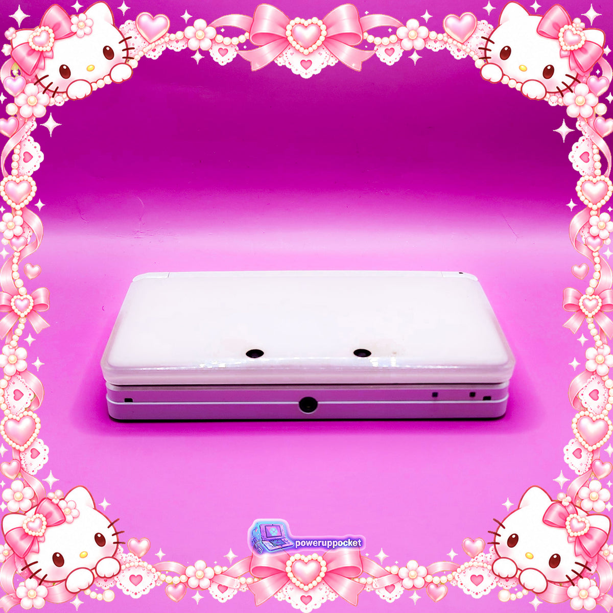 Hello Kitty Pearl Glow | Custom Nintendo 3DS White + Pink | Glass Lens