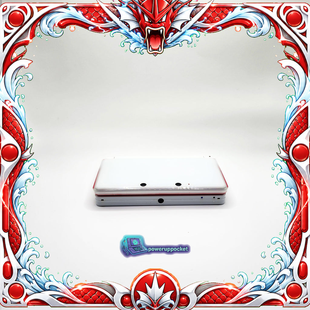 Custom Nintendo 3DS White + Red Glow | Glass Lens | 64GB SD | Charger + Custom Stylus