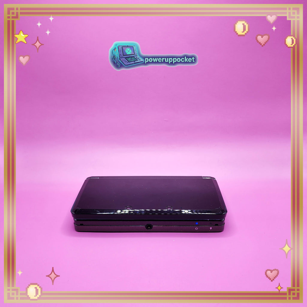 Custom Nintendo 3DS Black + Blue Opal Glow | 64GB SD | Charger + Custom Stylus | Glass Lens