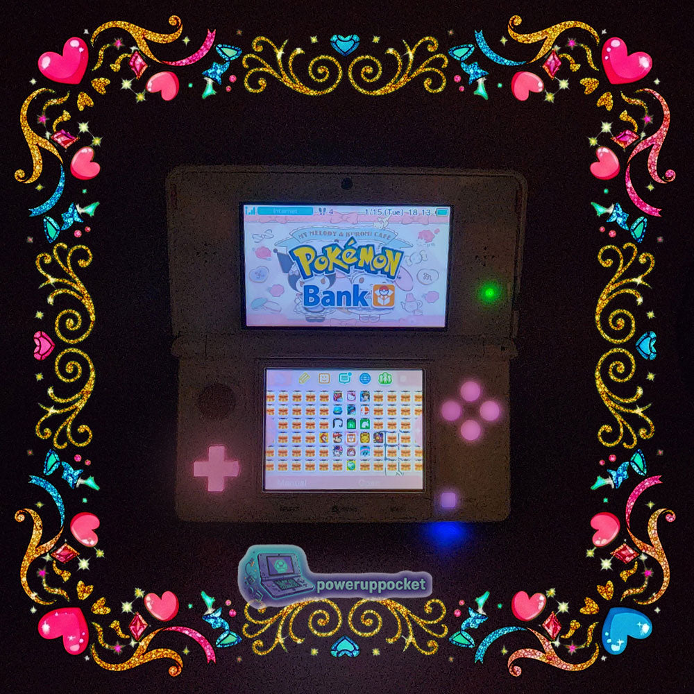 Custom Nintendo 3DS White Pink Glow-in-the-dark