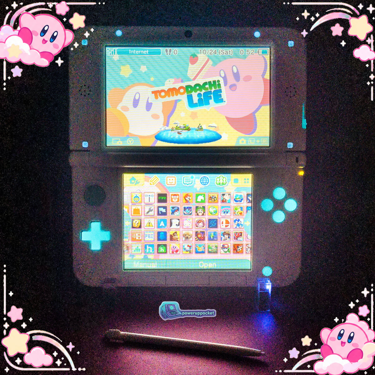 Kirby Mint Dreamland | Custom Nintendo 3DS XL White + Mint Green