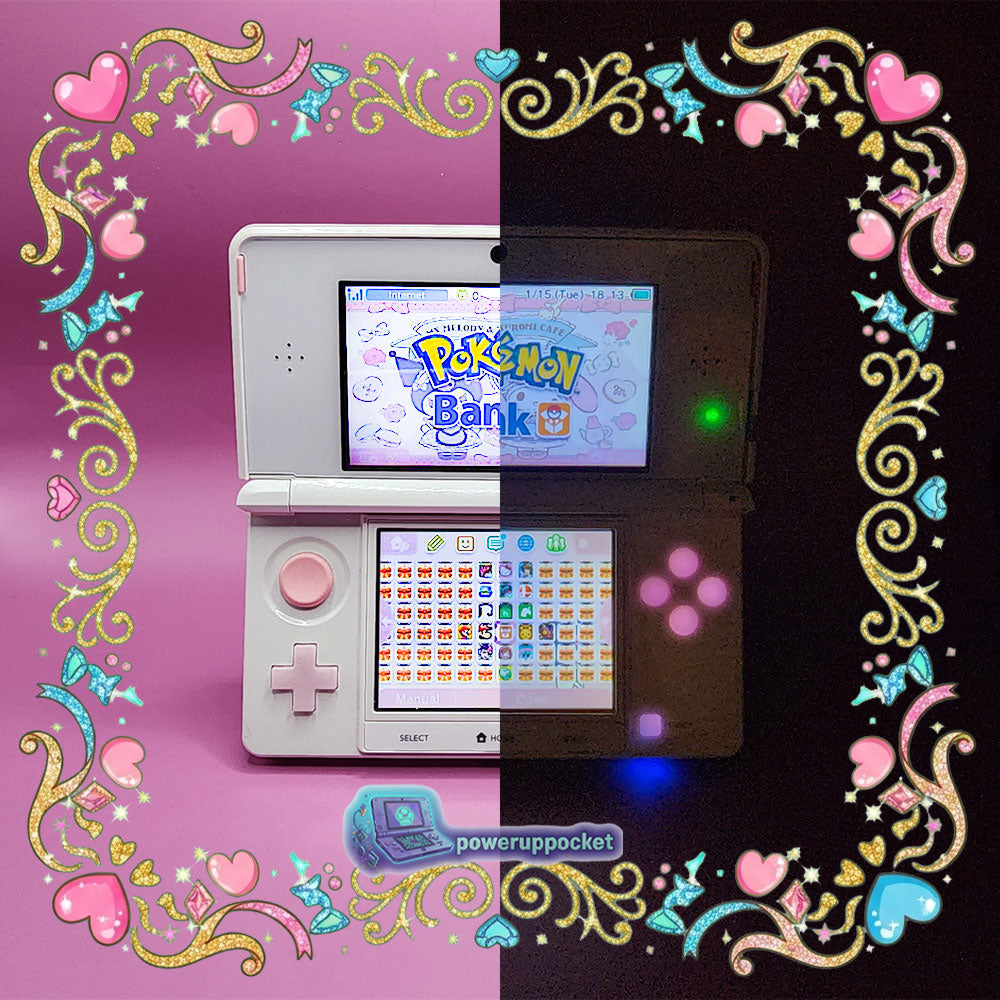 Custom Nintendo 3DS White Pink Glow-in-the-dark