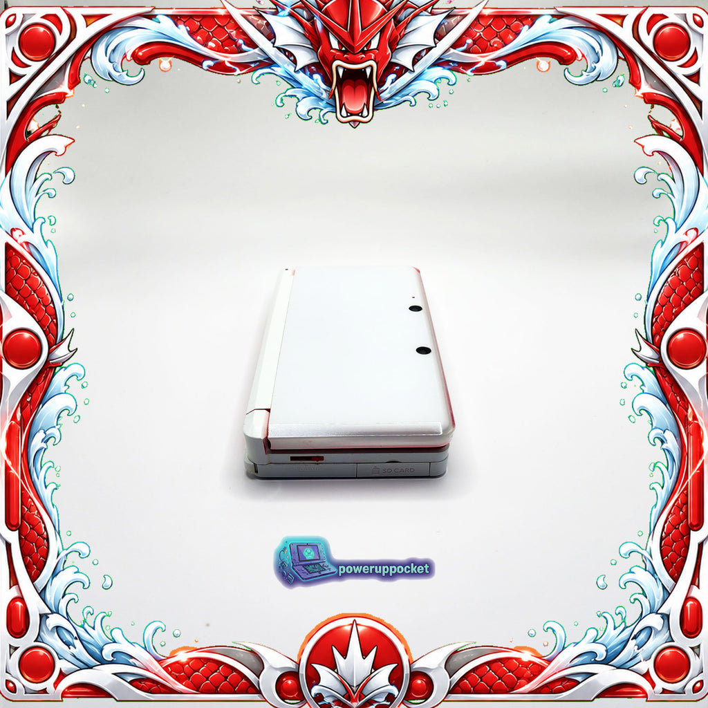 Custom Nintendo 3DS White + Red Glow | Glass Lens | 64GB SD | Charger + Custom Stylus