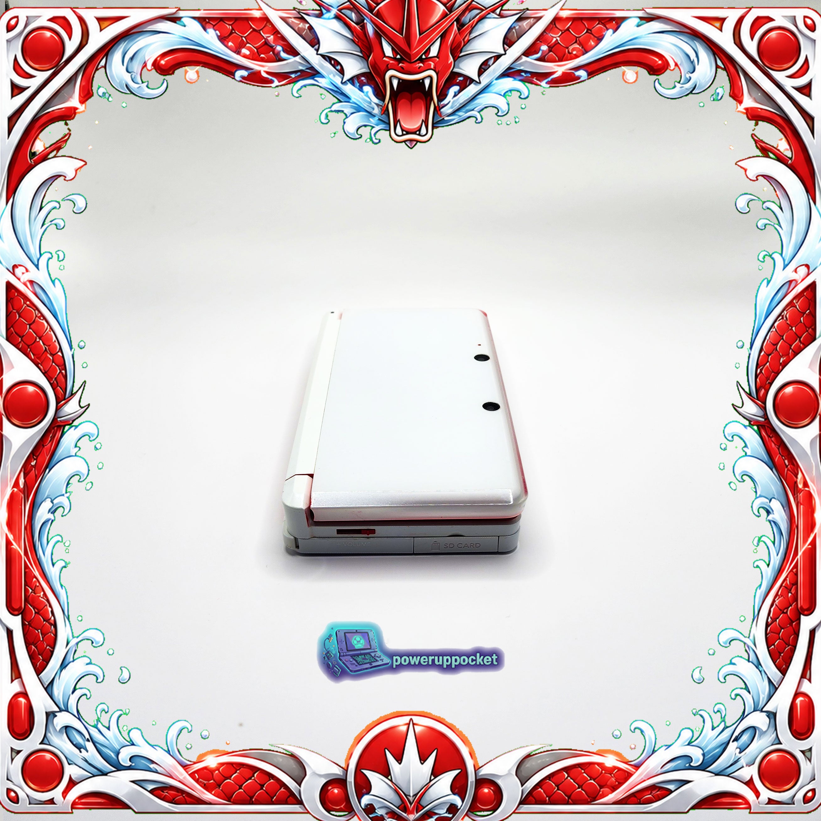 Custom Nintendo 3DS White + Red Glow | Glass Lens | 64GB SD | Charger + Custom Stylus