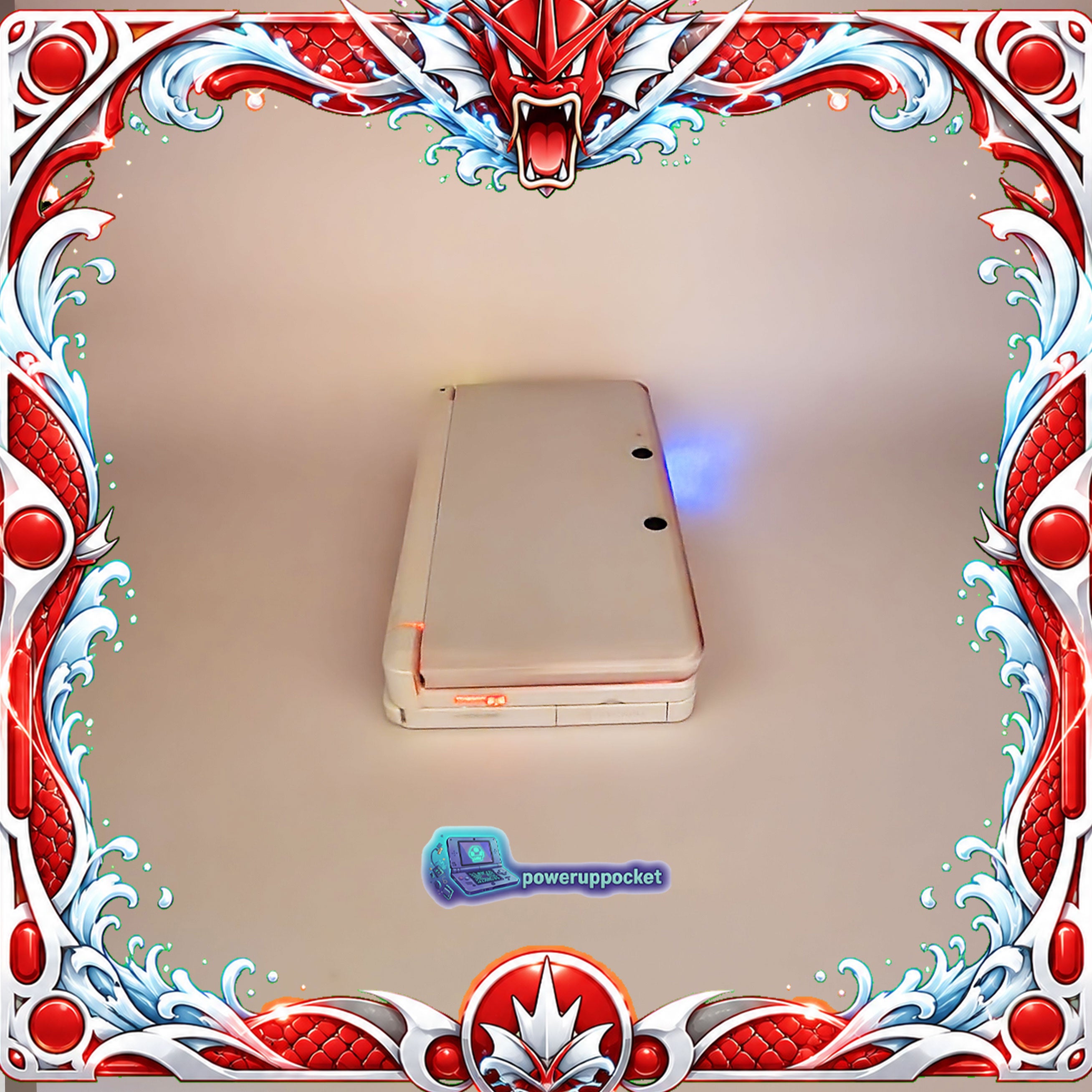Custom Nintendo 3DS White + Red Glow | Glass Lens | 64GB SD | Charger + Custom Stylus