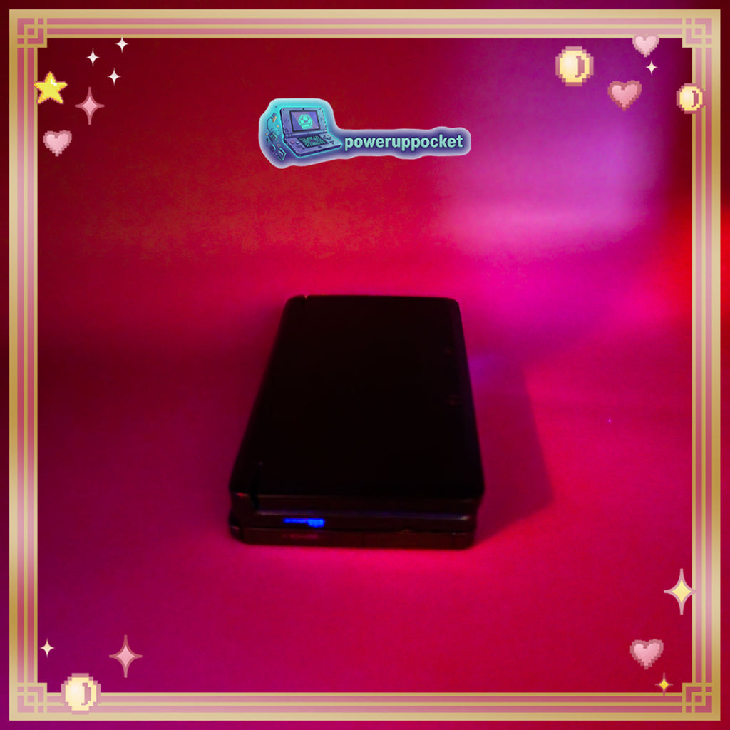Custom Nintendo 3DS Black + Blue Opal Glow | 64GB SD | Charger + Custom Stylus | Glass Lens