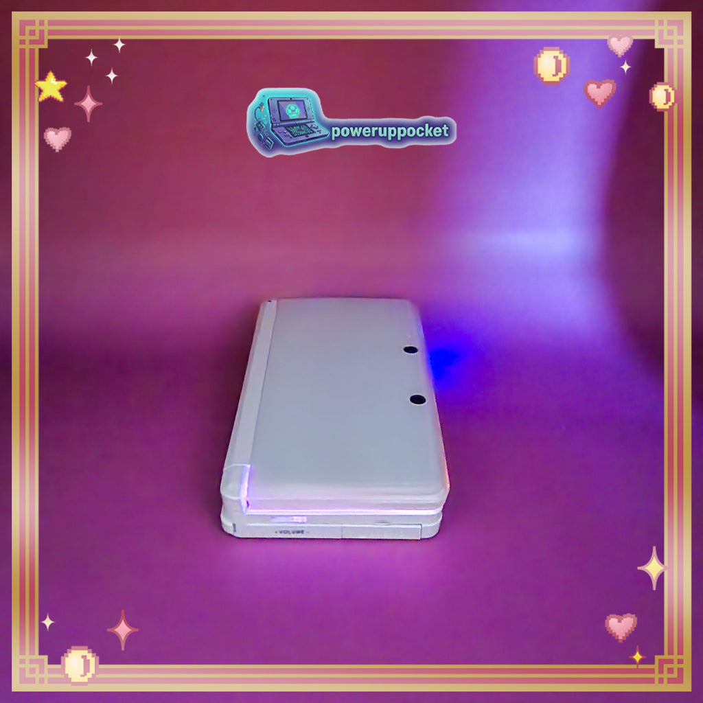 Custom Nintendo 3DS White + Pink Opal Glow | 64GB | Charger + Custom Stylus | Glass Lens