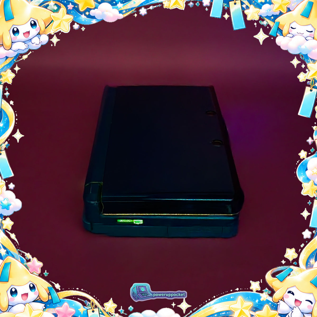 Jirachi Stardust | Custom Nintendo 3DS Aqua + Neon Yellow | Glass Lens