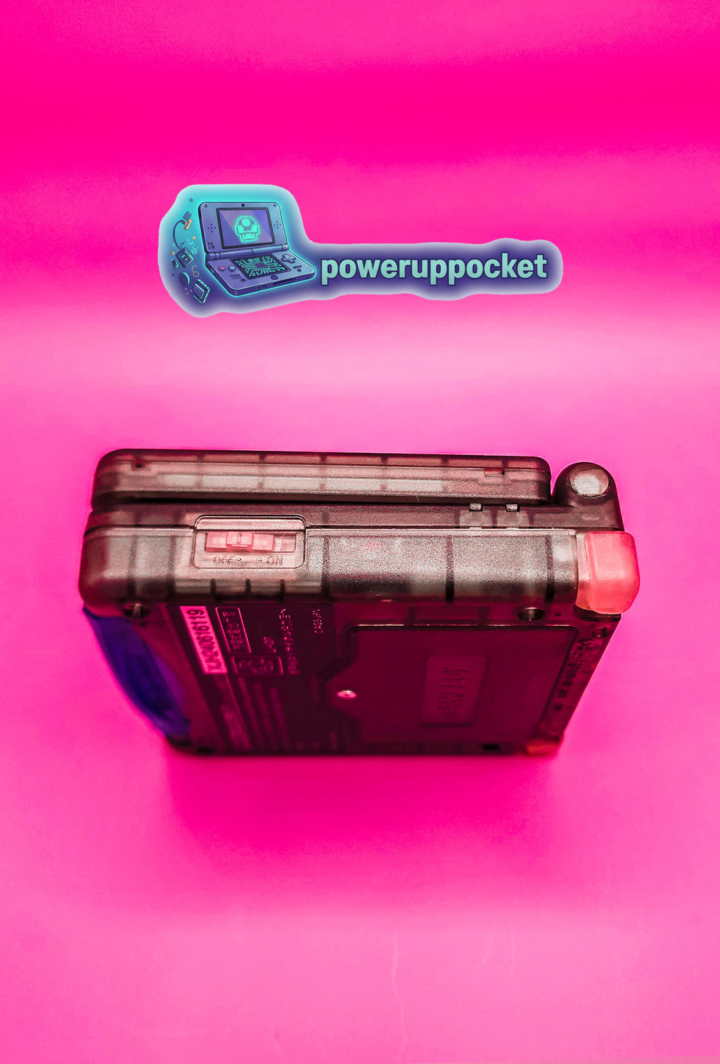 Custom Gameboy Advance SP | Transparent Black Shell | Pink LED Buttons | IPS Screen