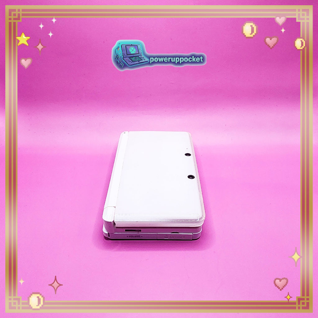 Custom Nintendo 3DS White + Pink Opal Glow | 64GB | Charger + Custom Stylus | Glass Lens