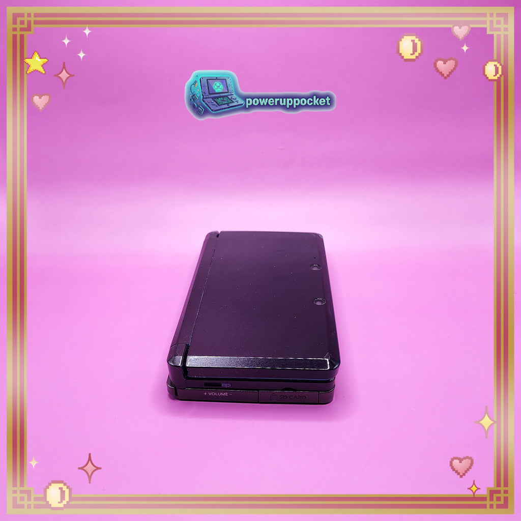 Custom Nintendo 3DS Black + Blue Opal Glow | 64GB SD | Charger + Custom Stylus | Glass Lens
