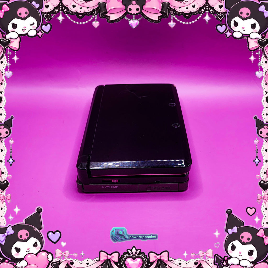 Kuromi Midnight Shimmer | Custom Nintendo 3DS Black + Pink | Glass Lens