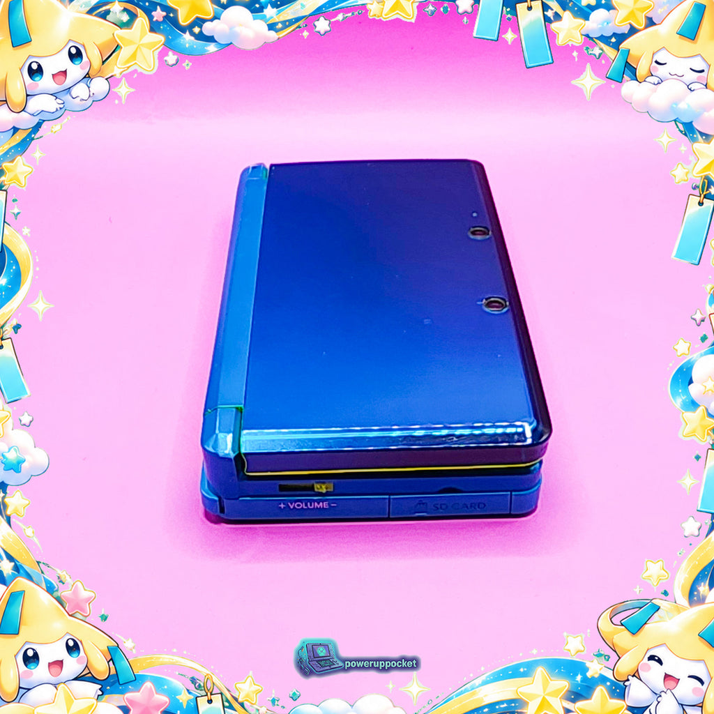 Jirachi Stardust | Custom Nintendo 3DS Aqua + Neon Yellow | Glass Lens