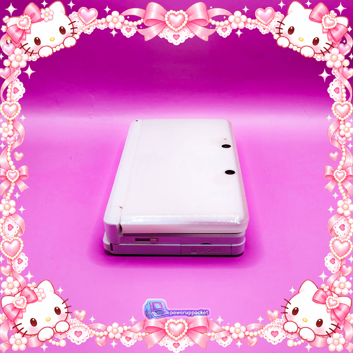 Hello Kitty Pearl Glow | Custom Nintendo 3DS White + Pink | Glass Lens
