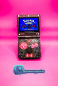 Custom Gameboy Advance SP | Transparent Black Shell | Pink LED Buttons | IPS Screen