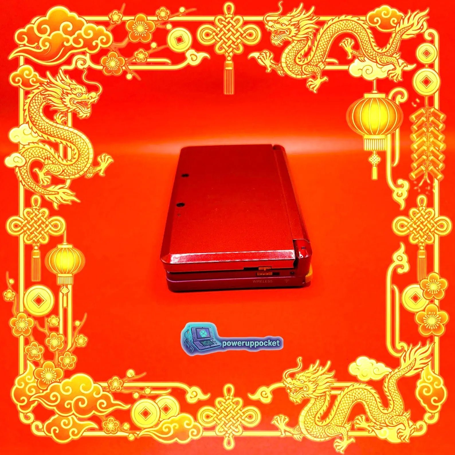 Custom Nintendo 3DS Red Gold Lunar New Year Glow