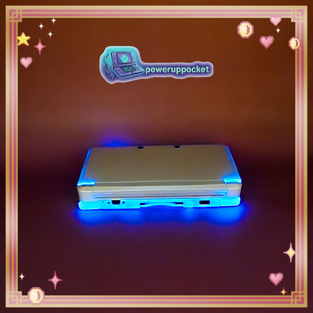 Custom Nintendo 3DS Prototype | White + Blue Pearlescent Glow | New Screens | Region Free