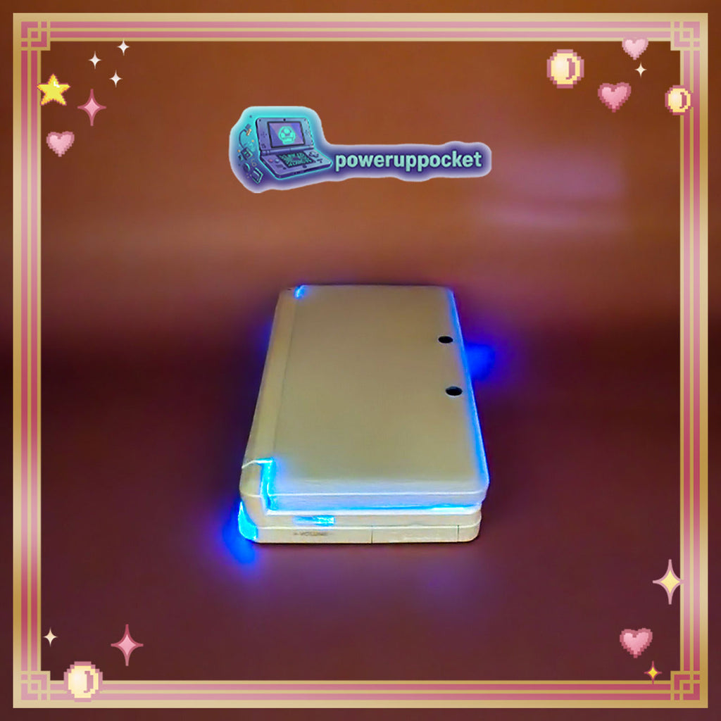 Custom Nintendo 3DS Prototype | White + Blue Pearlescent Glow | New Screens | Region Free