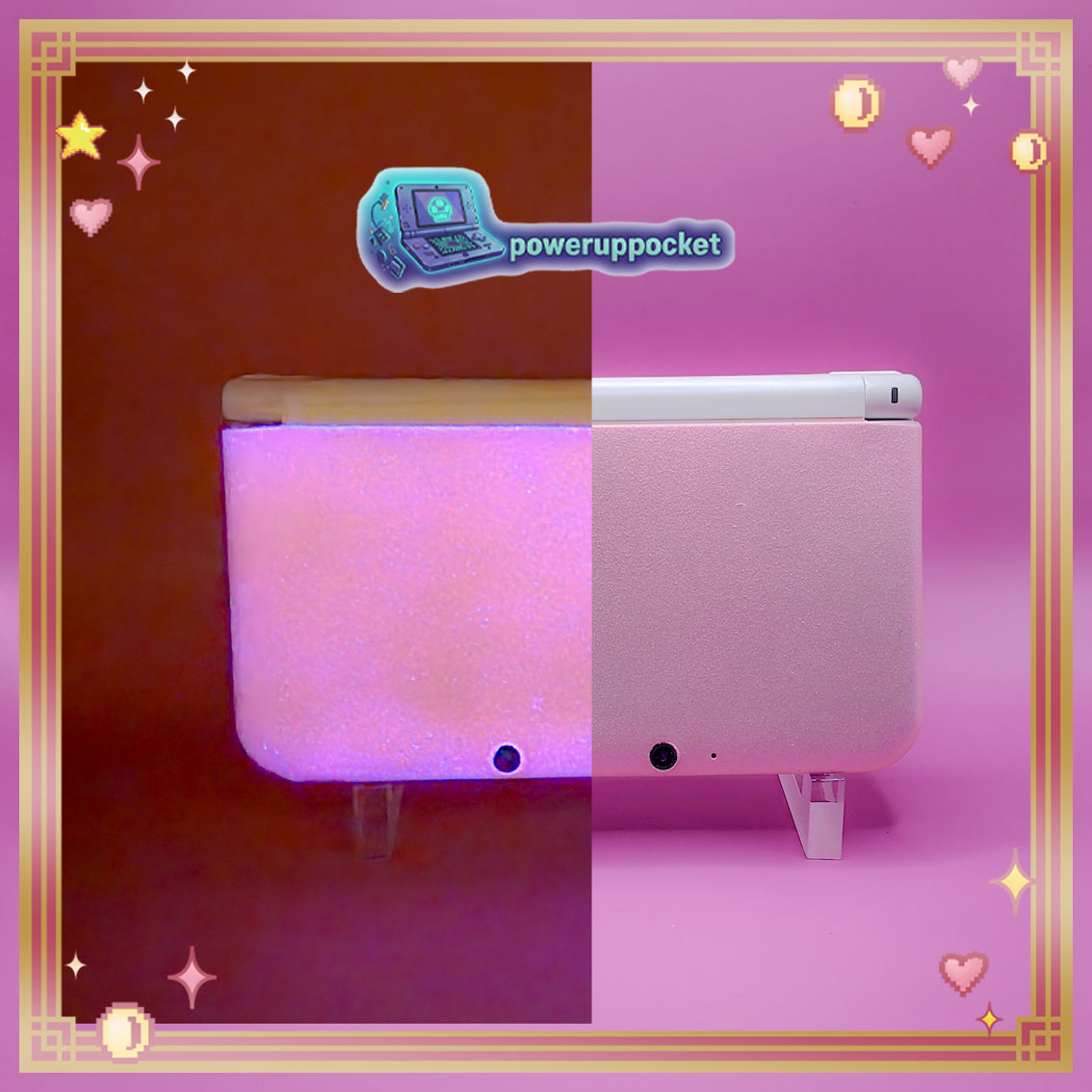 Custom Nintendo 3DS XL | Pink Glow Prototype | Region Free | 128GB SD | Charger