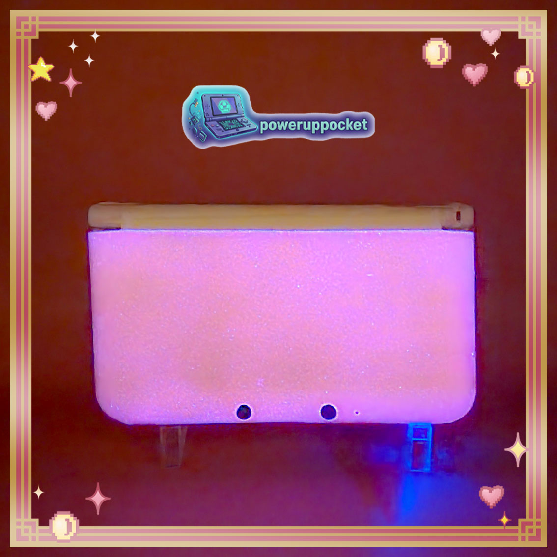Custom Nintendo 3DS XL | Pink Glow Prototype | Region Free | 128GB SD | Charger