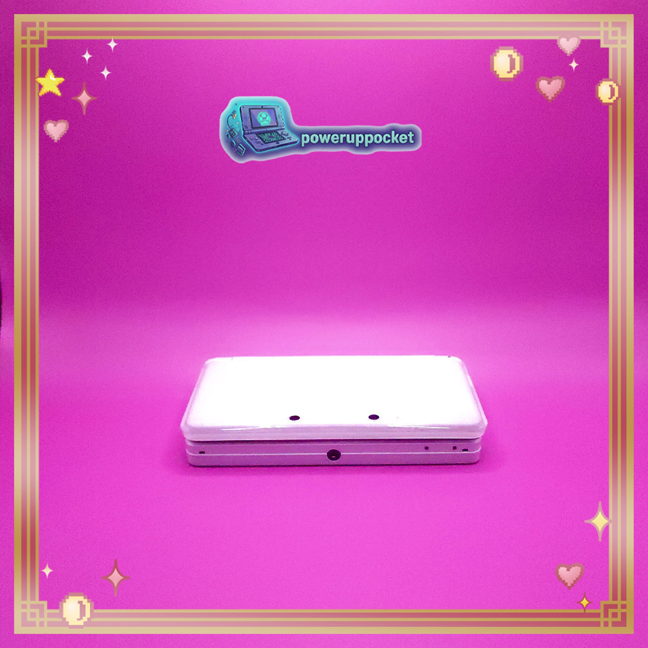 Custom Nintendo 3DS | Pink Pearl Glow Buttons | Glass Lens | Region Free | Charger + Stylus