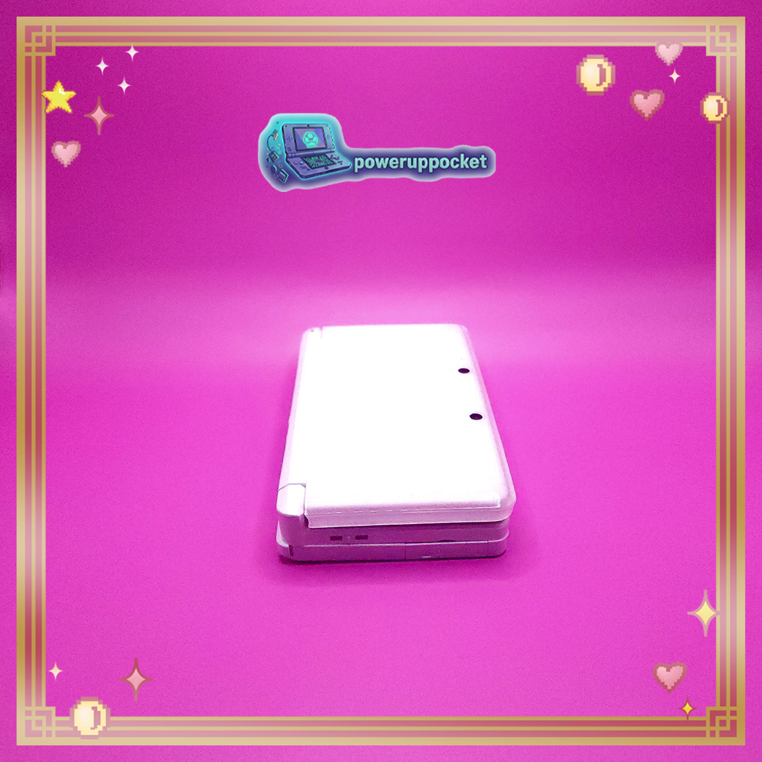 Custom Nintendo 3DS | Pink Pearl Glow Buttons | Glass Lens | Region Free | Charger + Stylus